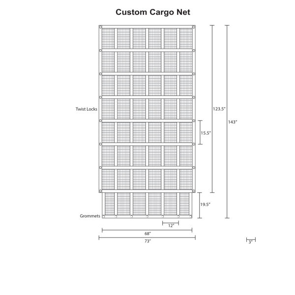 The Fire Truck Hosebed Net Cover 73 X 143 Is The Size Of The Box.  See Drawing Attached. We Can Custom Design And Manufacture These Nets To Your Specs Within Reason. These Fire Truck Hosebed Net Covers Are Designed By Graham Custom Truck Accessories, Llc, Engineered And Manufactured By Gladiator Cargo Nets. Gcn 73143 Scaled